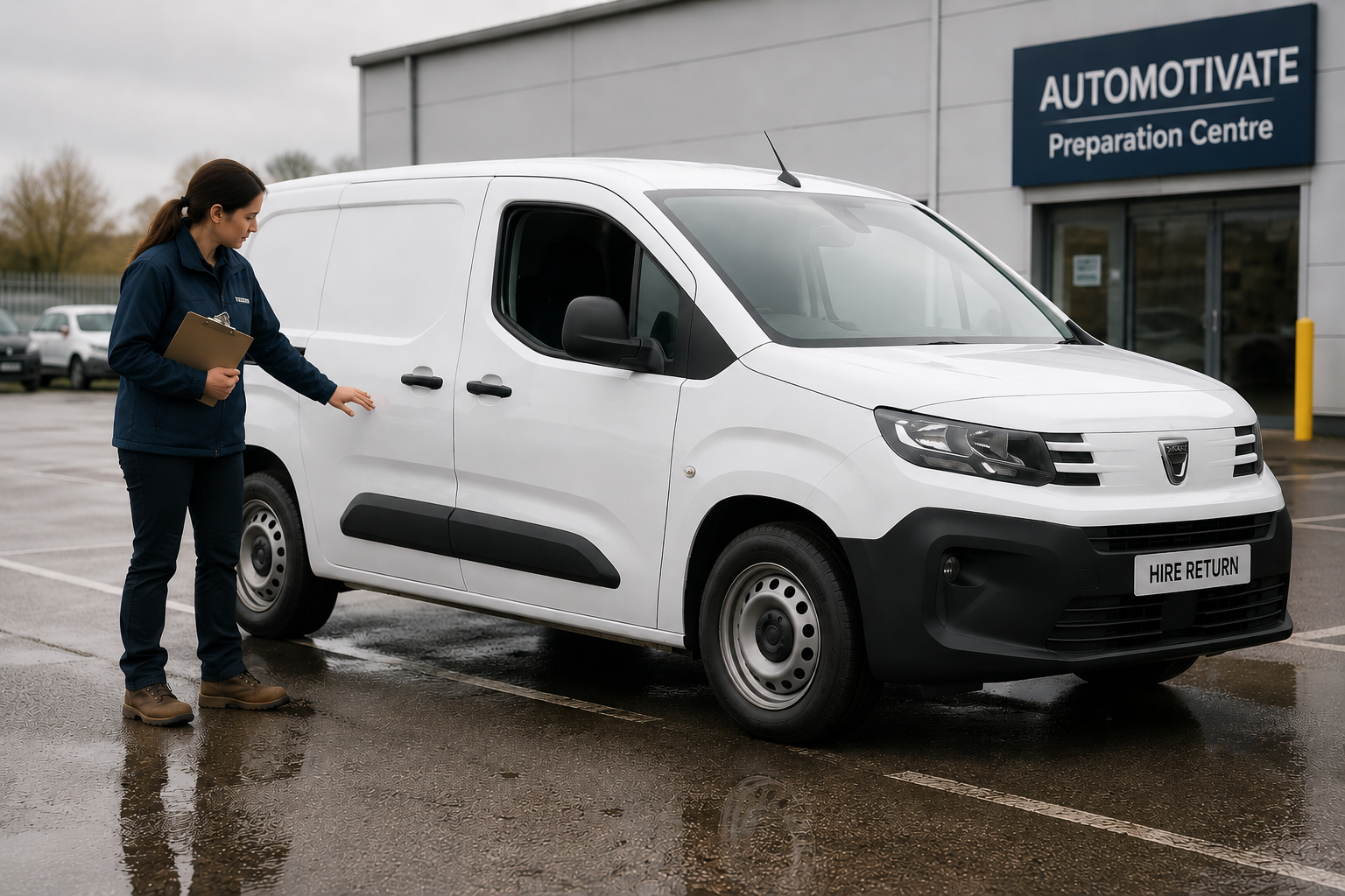 Automotivate preparation centre inspecting a lease-return van