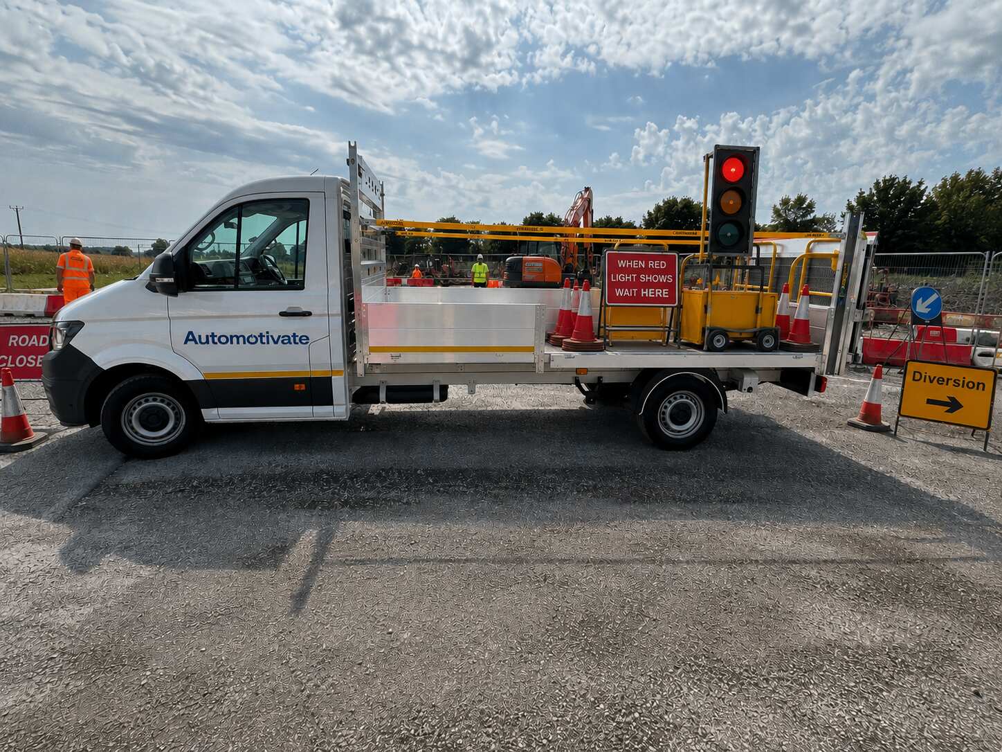 Automotivate traffic management vehicle working at a roadworks site